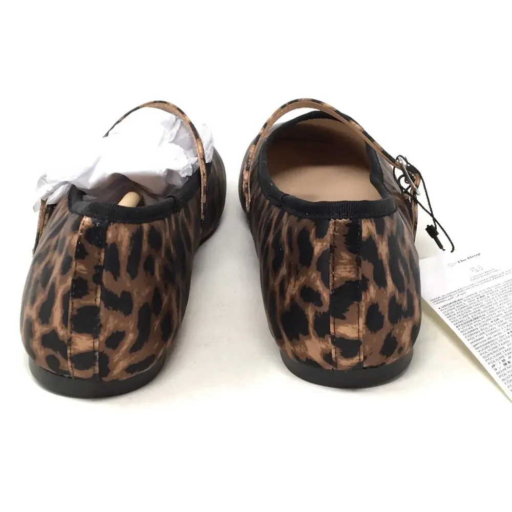 The Drop Katy Women's Size 10 Leopard Satin Look Flat Ballet Mary Jane Shoes